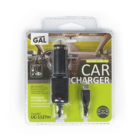 

Автомобильное зарядное устройство GAL, micro USB, 1 А, 1 м, черное