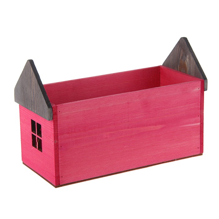 Кашпо флористическое "Домик", 34 х 14 х 21 см, бордо с тёмной крышей