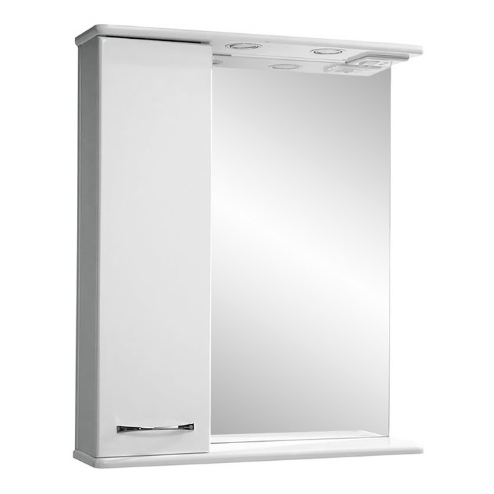 Зеркало-шкаф"Прима 600 , светильник" левое