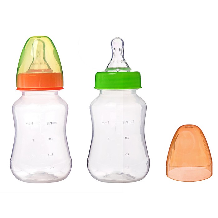 Бутылочка для кормления детская приталенная, 150 мл, от 0 мес., цвет зелёный МИКС