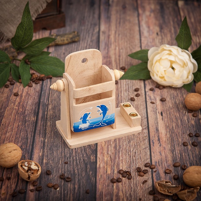 Набор настольный с рисунком "Дельфины" 12,5х7х13,5 см