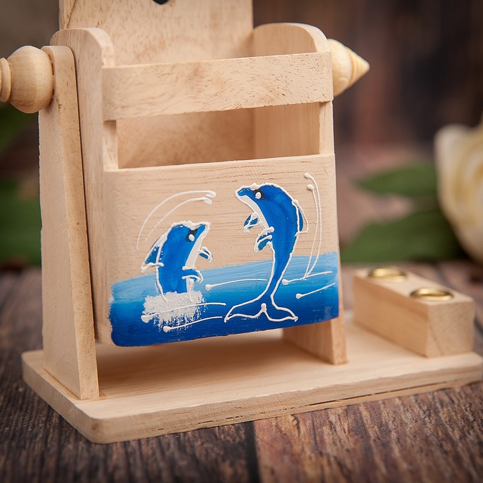 Набор настольный с рисунком "Дельфины" 12,5х7х13,5 см