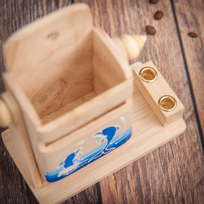 Набор настольный с рисунком "Дельфины" 12,5х7х13,5 см