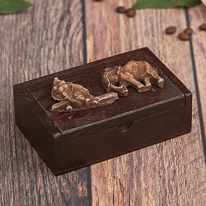 Шкатулка дерево "Два слоника" 5х11х7 см