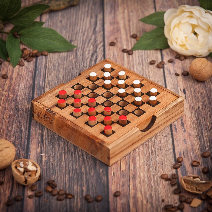 Игра дерево "Шашки" МИКС 14х14х4 см