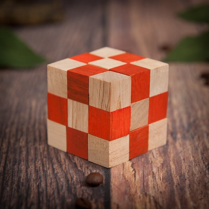 Головоломка дерево "Кубик оранжевый" 4,5х4,5х4,5 см