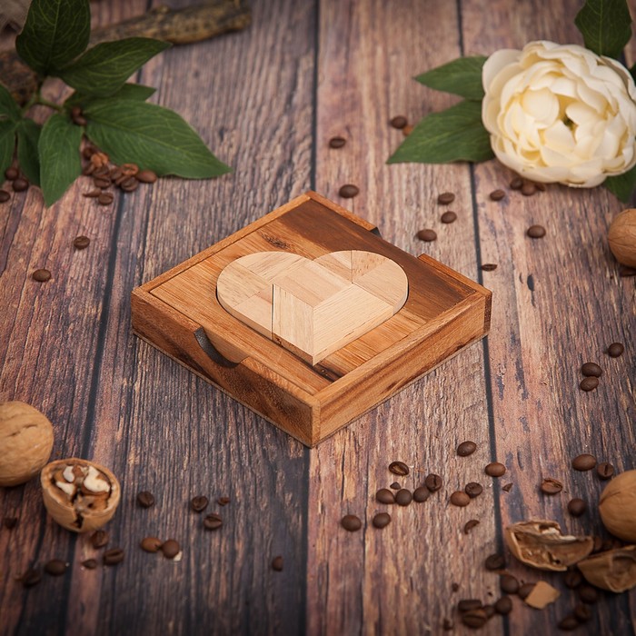 Головоломка дерево "Сердце" 12,5х12,5х3 см