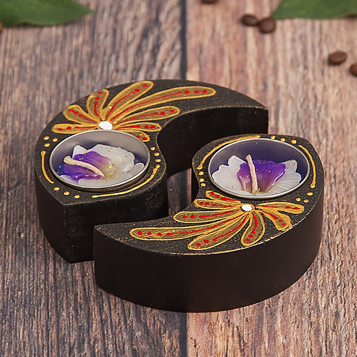 Набор подсвечников из мангового дерева "Мечта" 9,5х9,5х2,5 см