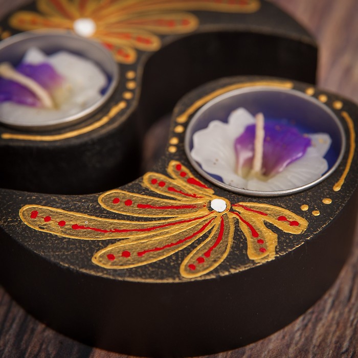 Набор подсвечников из мангового дерева "Мечта" 9,5х9,5х2,5 см