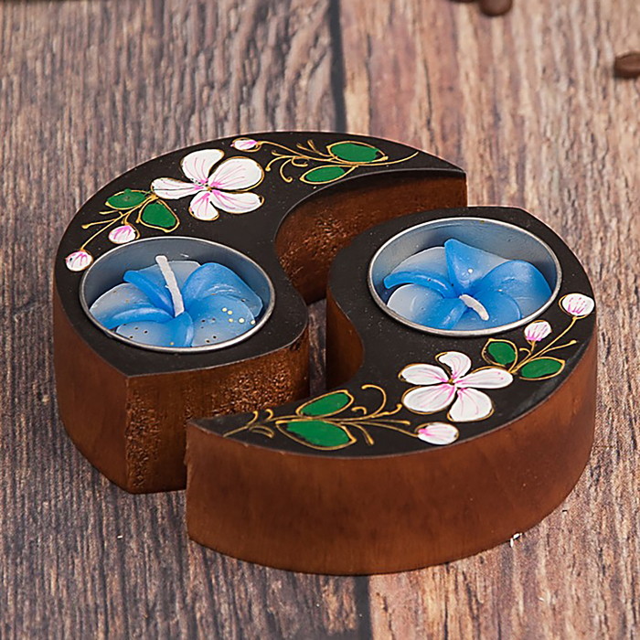 Набор подсвечников из мангового дерева "Красота" 9,5х9,5х2,5 см