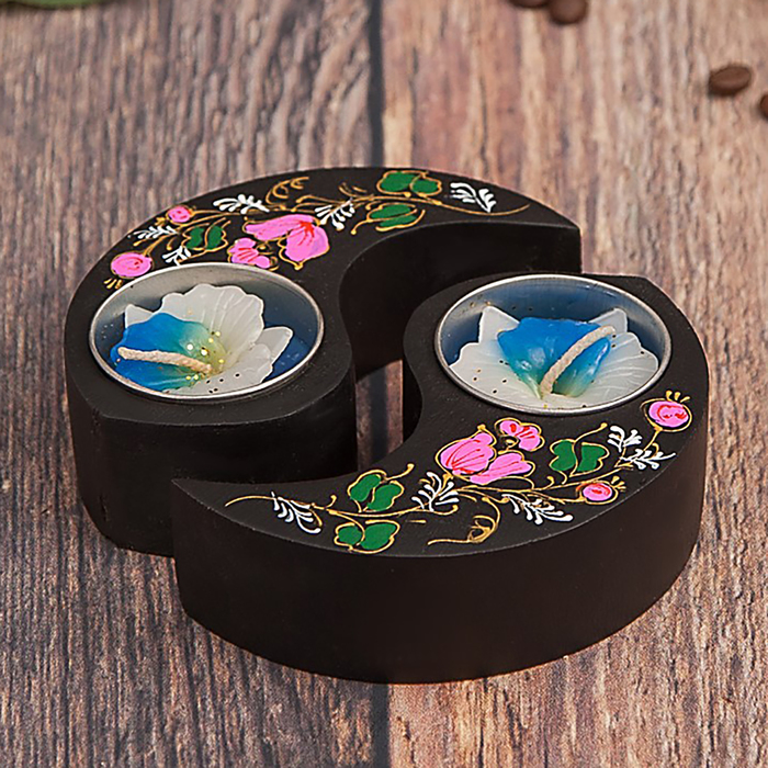 Набор подсвечников из мангового дерева "Рай" 9,5х9,5х2,5 см