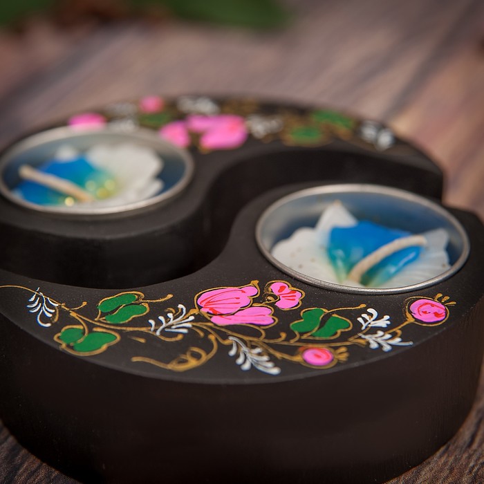 Набор подсвечников из мангового дерева "Рай" 9,5х9,5х2,5 см