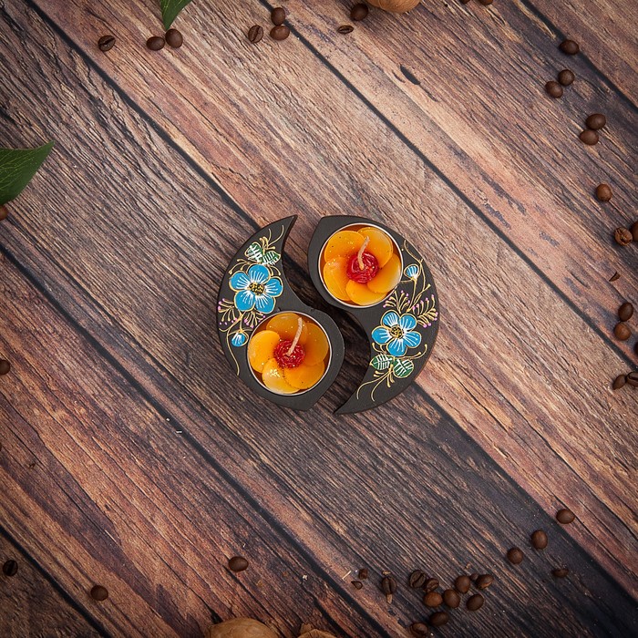 Набор подсвечников из мангового дерева "Сияние" 9,5х9,5х2,5 см