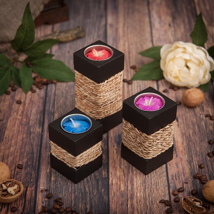 Набор подсвечников из мангового дерева "Классика" 17х5х13 см