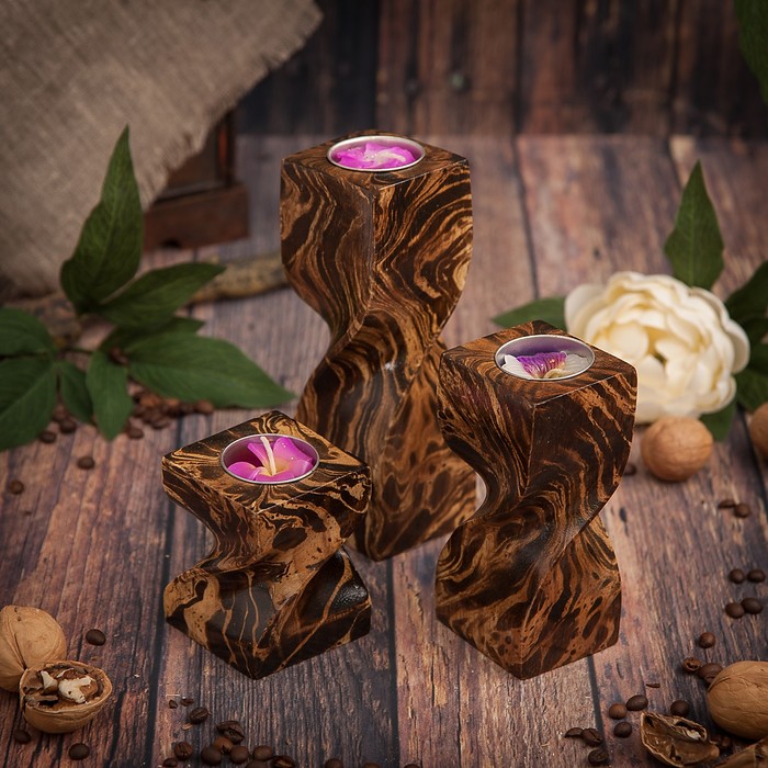 Набор подсвечников из мангового дерева "Гепард" 20х6,5х18