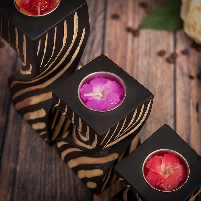 Набор подсвечников из мангового дерева "Зебра" 20х6,5х18