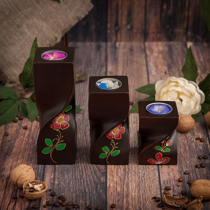 Набор подсвечников из мангового дерева "Красота" 20х6,5х18