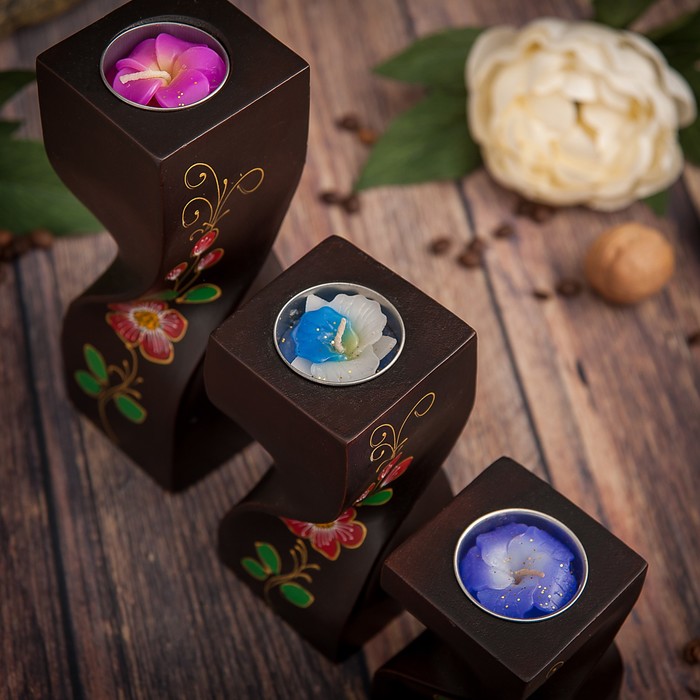 Набор подсвечников из мангового дерева "Красота" 20х6,5х18