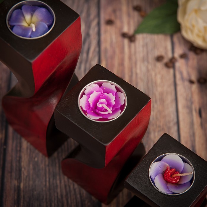 Набор подсвечников из мангового дерева "Красная мечта" 20х6,5х18