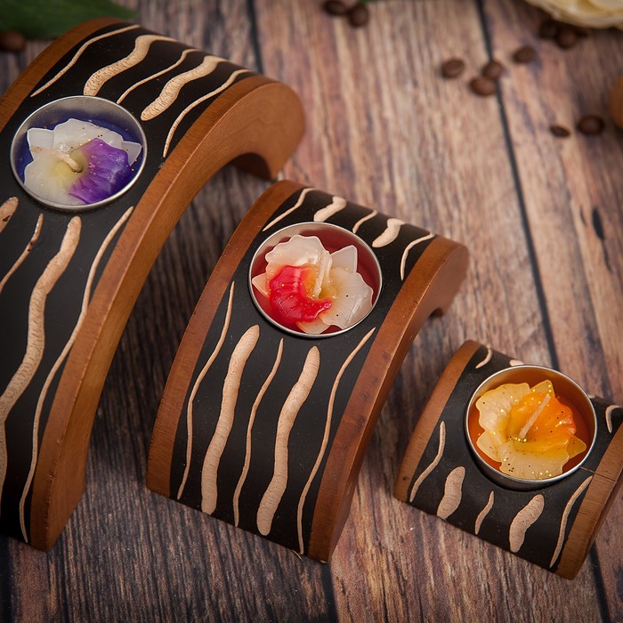 Набор подсвечников из мангового дерева "Зебра" 17,5х6х8,5 см