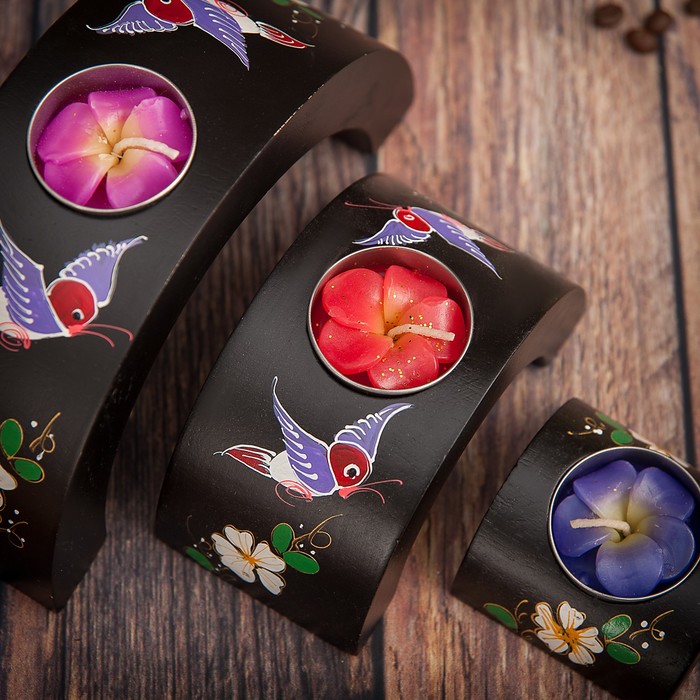 Набор подсвечников из мангового дерева "Птичка" 17,5х6х8,5 см