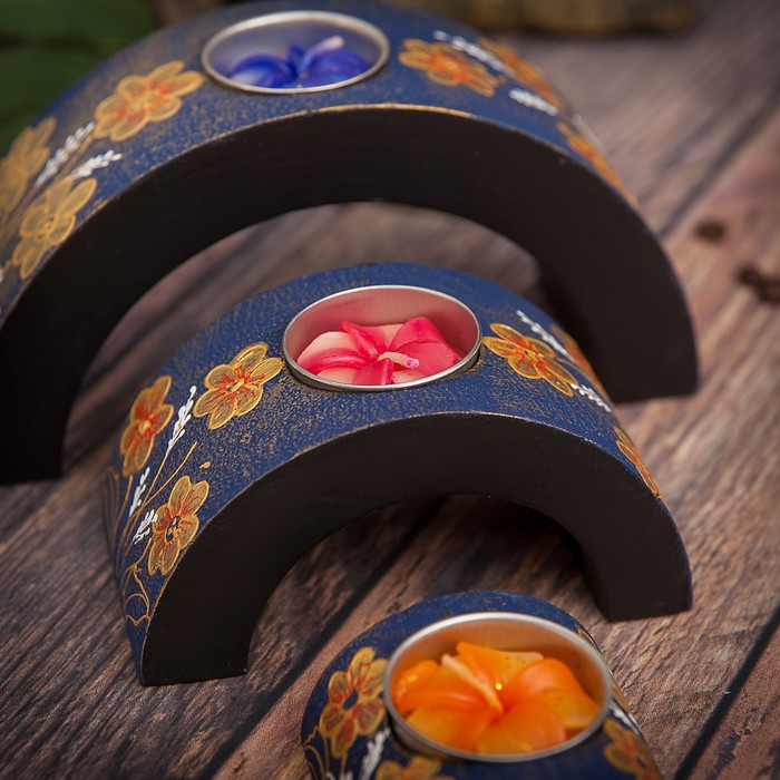 Набор подсвечников из мангового дерева "Букет" 17,5х6х8,5 см