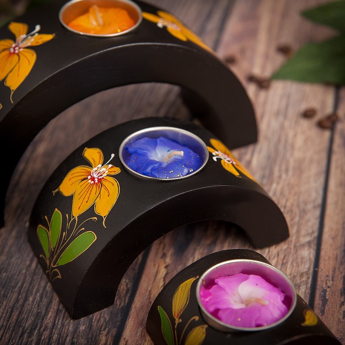 Набор подсвечников из мангового дерева "Любовь" 17,5х6х8,5 см