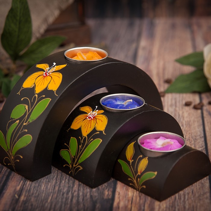 Набор подсвечников из мангового дерева "Любовь" 17,5х6х8,5 см