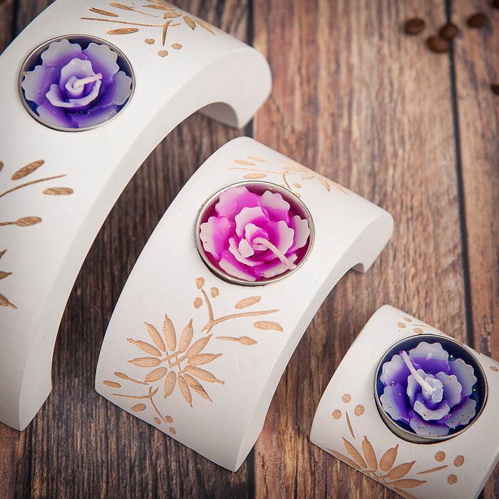 Набор подсвечников из мангового дерева "Люкс" 17,5х6х8,5 см