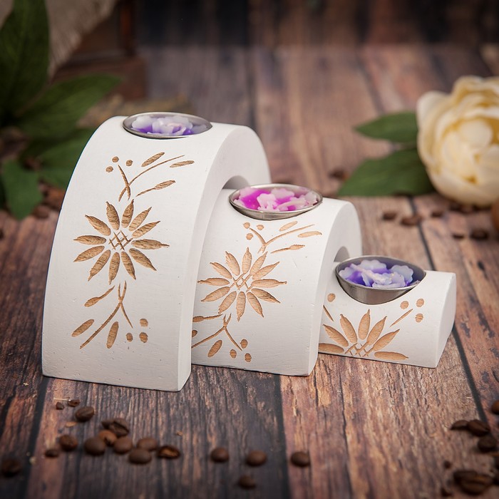 Набор подсвечников из мангового дерева "Люкс" 17,5х6х8,5 см