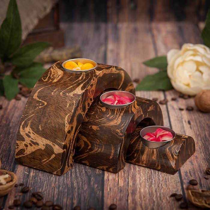 Набор подсвечников из мангового дерева "Гепард" 17,5х6х8,5 см