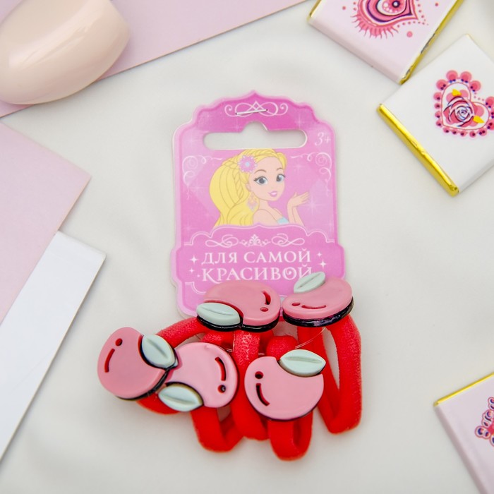 Резинка для волос "Радость" набор 5 штук яблоко красный