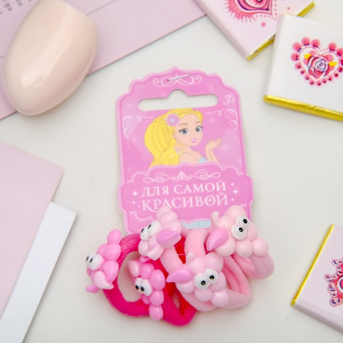 Резинка для волос "Веселые фрукты" набор 5 штук виноград розовый,малиновый