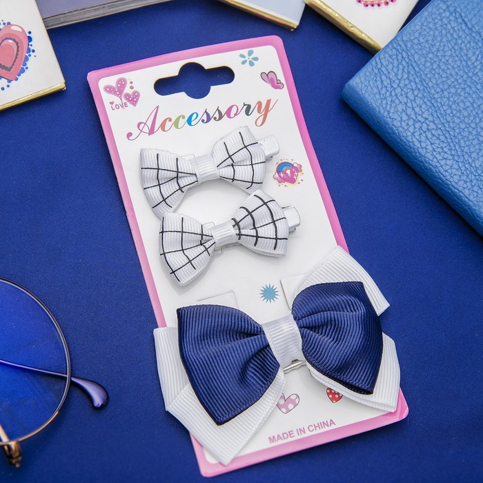 Зажим для волос "Красотка" набор 3 шт клетка