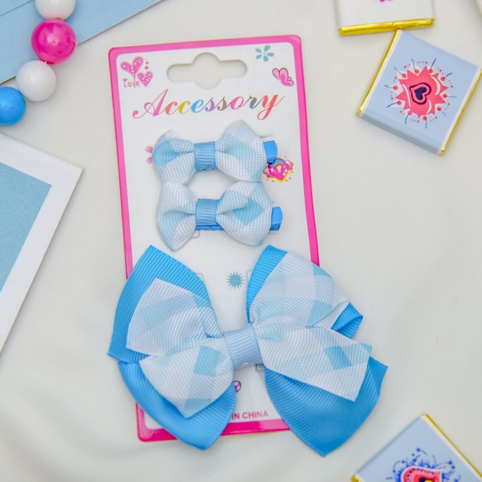 Зажим для волос "Красотка" набор 3 шт полоска