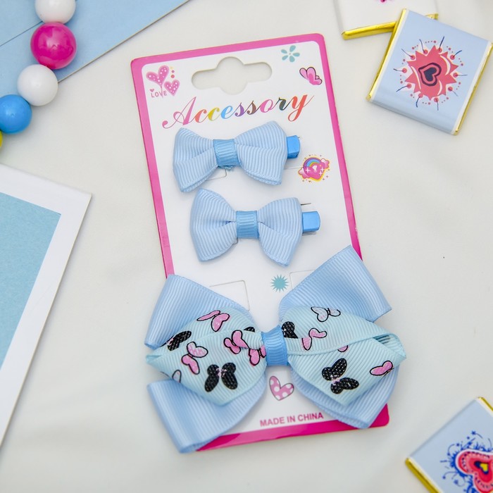 Зажим для волос "Красотка" набор 3 шт бабочки