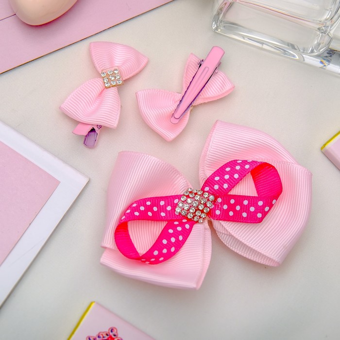 Зажим для волос "Красотка" набор 3 шт горох стразы