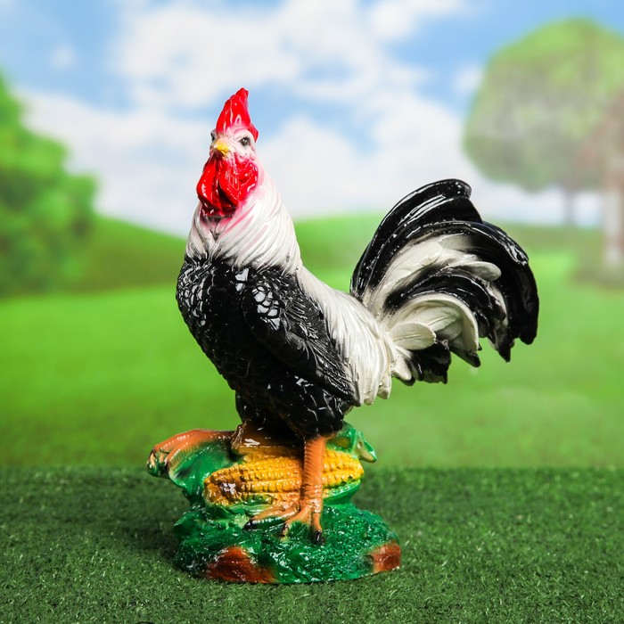 Садовая фигура "Петух" черно-белый 30 см