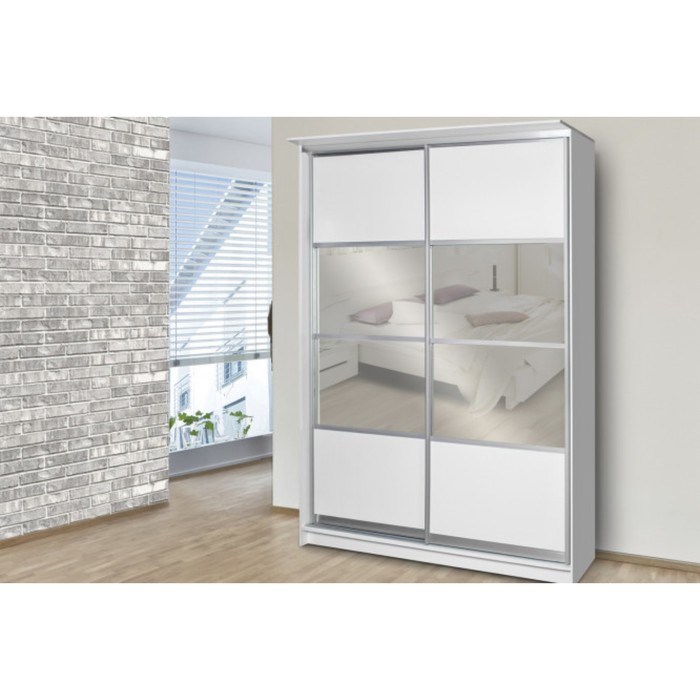 Шкаф-купе 2-х дверный "Байкал", 1780х710х2420 мм, зеркало, цвет белый