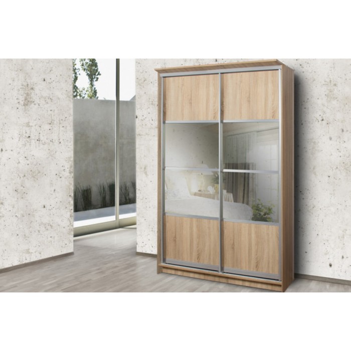 Шкаф-купе 2-х дверный "Байкал", 1500х710х2420 мм, зеркало, цвет дуб сонома