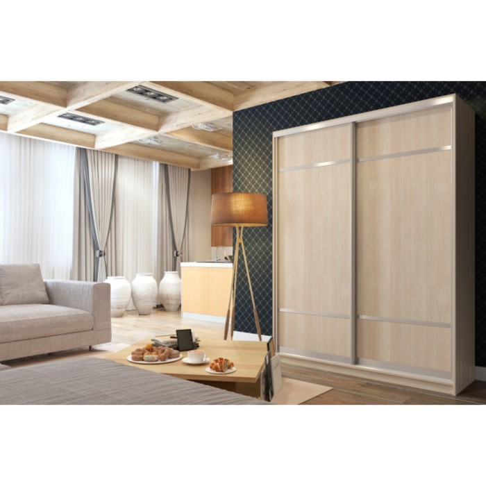 Шкаф-купе 2-х дверный "Бостон", 1600х540х2150 мм, с полками, цвет дуб кремона песочный