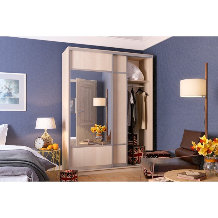 Шкаф-купе 2-х дверный "Бостон", 1600х540х2150 мм, с полками, цвет дуб кремона песочный
