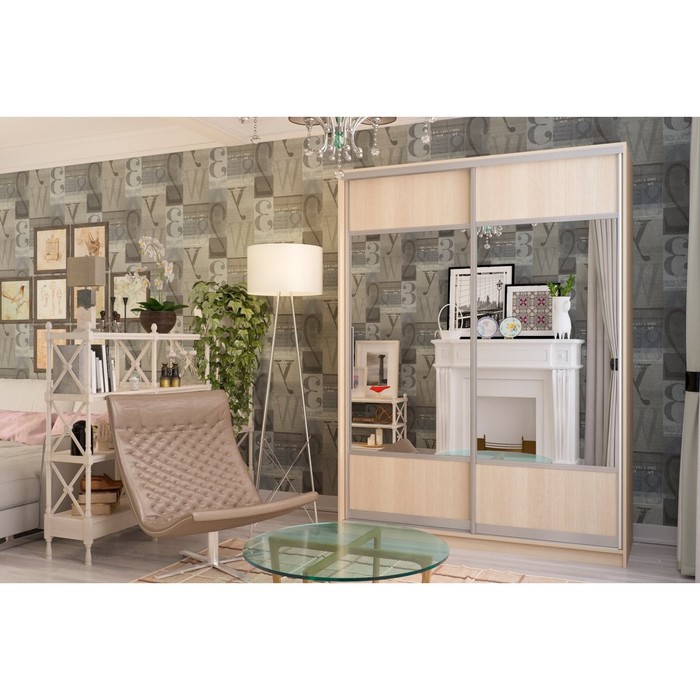 Шкаф-купе 2-х дверный "Бостон", 1960х540х2150 мм, 2 зеркала, с полками, цвет дуб кремона