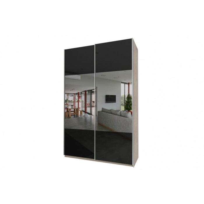 Шкаф-купе "Того", 1495х580х2360 мм, зеркало, стекло, цвет дуб горный/чёрный