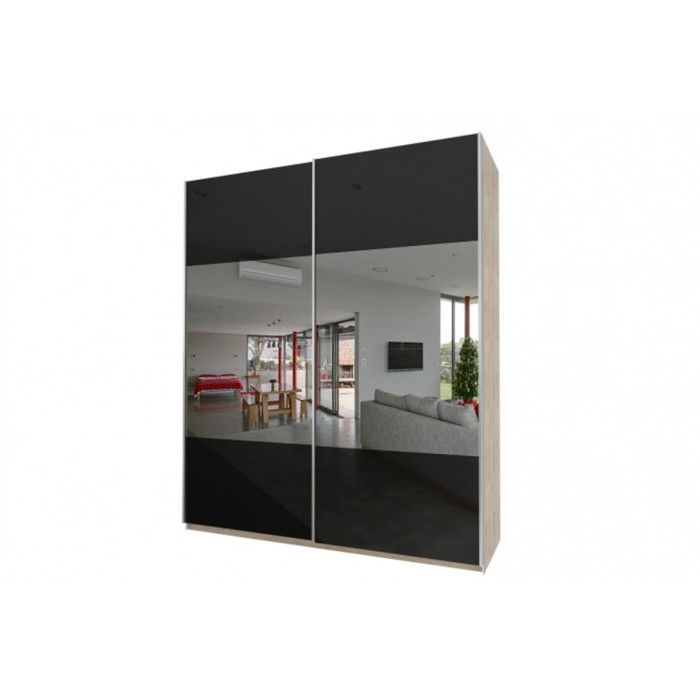 Шкаф-купе "Того", 1988х580х2360 мм, зеркало, стекло, цвет дуб горный/чёрный