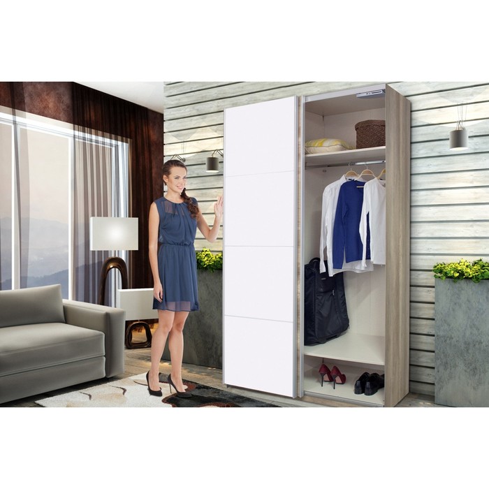 Шкаф-купе "Того", 1988х580х2360 мм, стекло, цвет дуб горный/белый