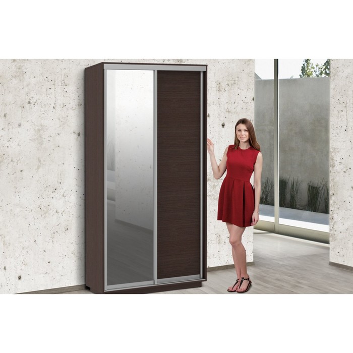 Шкаф-купе 2-дверный Slide, 1200х600х2200 мм, зеркало, цвет венге