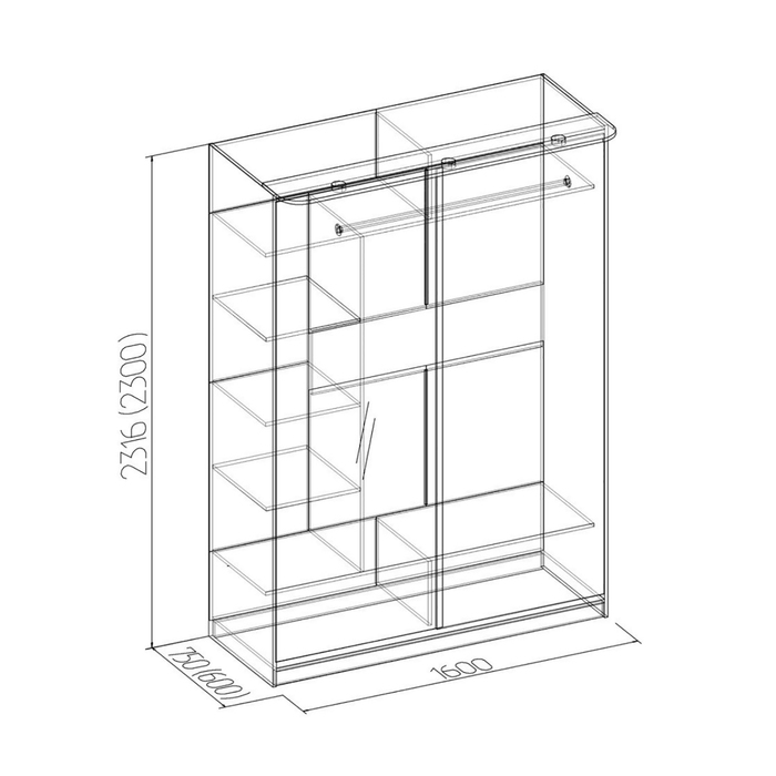 Шкаф-купе Home, 1600х600х2300 мм, цвет венге
