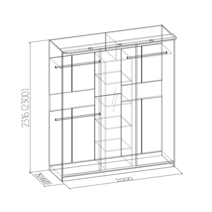 Шкаф-купе Home, 2000х600х2300 мм, цвет венге