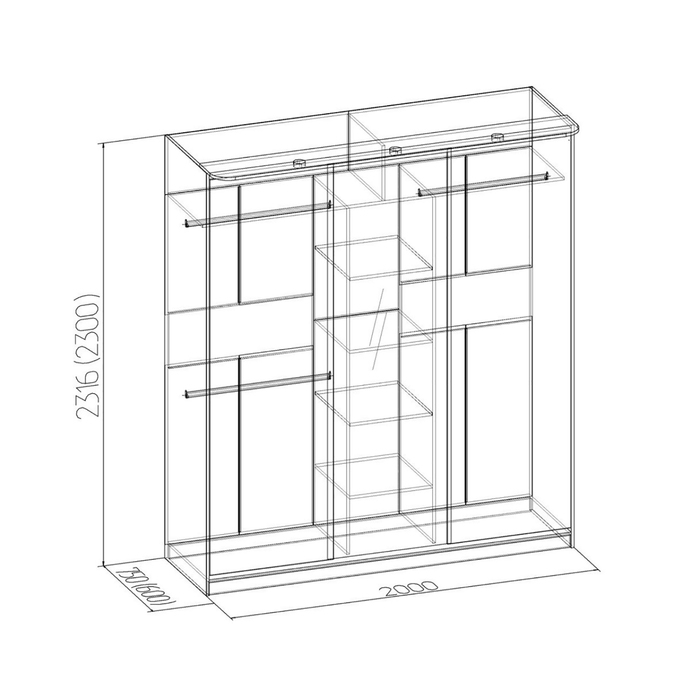 Шкаф-купе Home, 2000х600х2300 мм, цвет дуб сонома